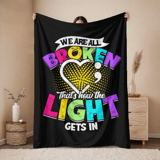 Fight Depression Prevention Mental Awareness Throw Blankets