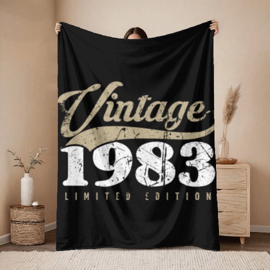 40 Years Vintage 1983 Retro 40th Birthday Throw Blankets