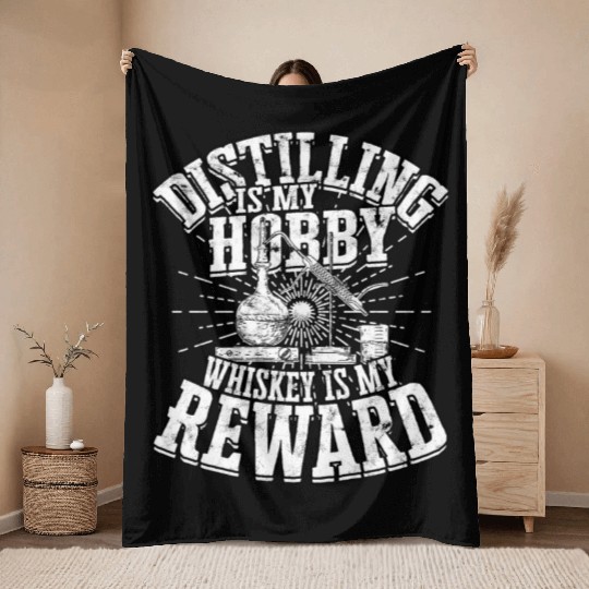 Distilling Whiskey Water Alcohol Distiller Brewery Throw Blankets