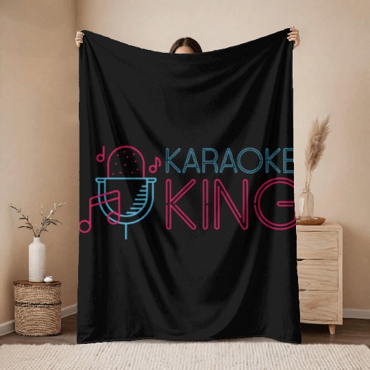 Karaoke Singer 80s Retro Karaoke Throw Blankets