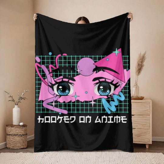 Hooked on Anime Japanese Kawaii Japan Cute Anime L Throw Blankets
