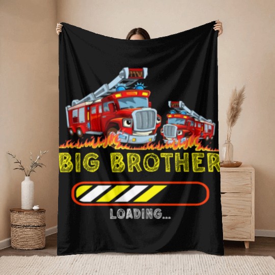Big brother fire truck fireman 2023 Throw Blankets