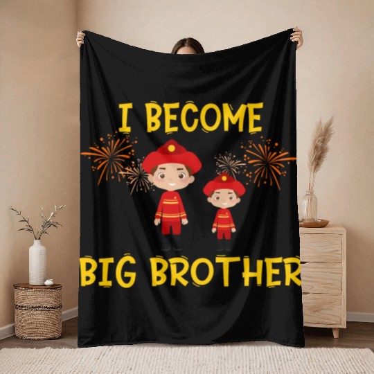 Big brother fire truck fireman 2023 Throw Blankets