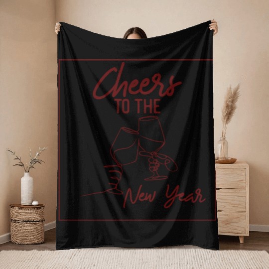 Cheers To The New Year 2023 NYE Party Glasses Throw Blankets
