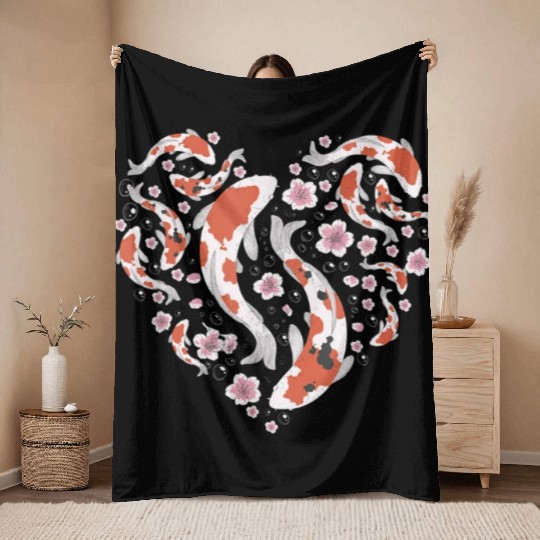 Koi fish Nishikigoi Japanese Koi Asian Women Throw Blankets