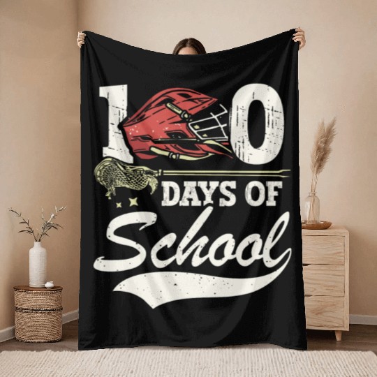 100 Days Of School Sports Game Lacrosse Player Throw Blankets