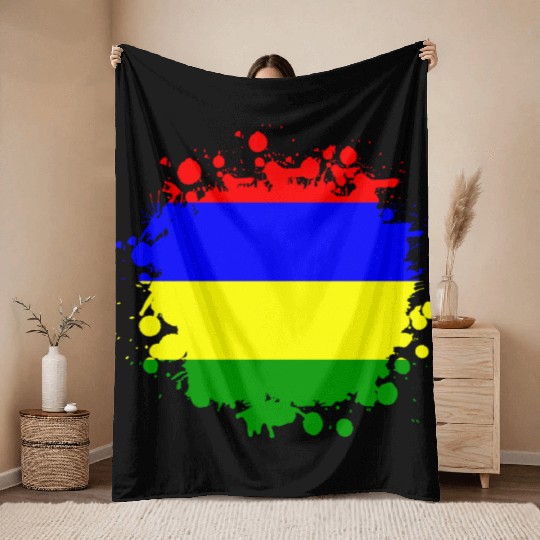 Mauritius blob flag design Throw Blankets