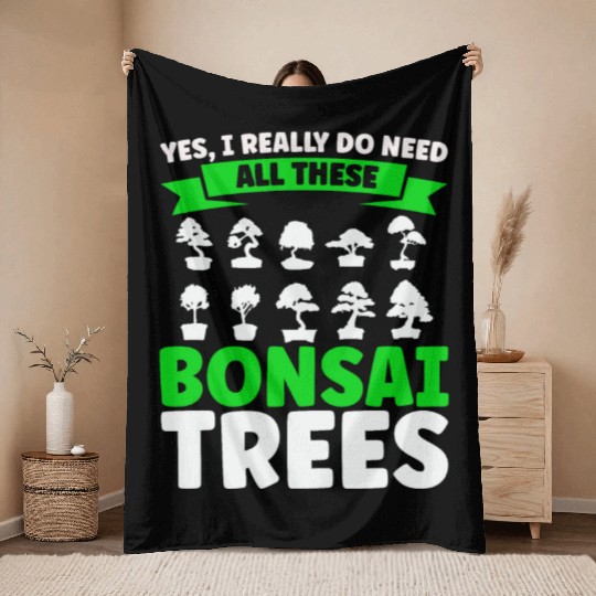 Bonsai Tree Owner Gift Bonsai Tree Gardening Throw Blankets