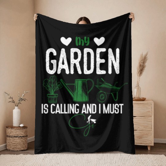 Gardener In The Garden Amateur Gardener Cares For Throw Blankets