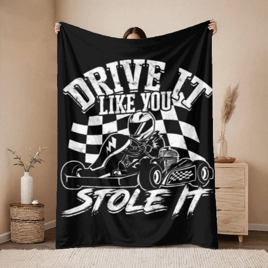 Go Kart Racer Pit Crew Car Racing Karting Throw Blankets