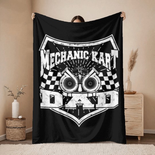 Go Kart Racer Pit Crew Car Racing Karting Throw Blankets