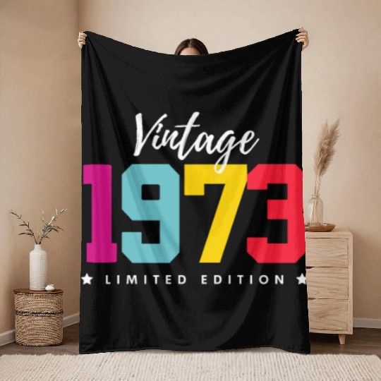 50 Years Vintage 1973 Retro 50th Birthday Throw Blankets