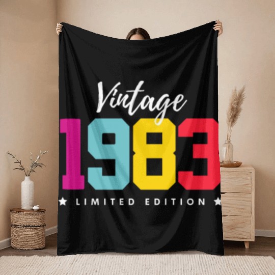 40 Years Vintage 1983 Retro 40th Birthday Throw Blankets
