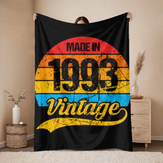 30 Years Vintage 1993 Retro 30th Birthday Throw Blankets