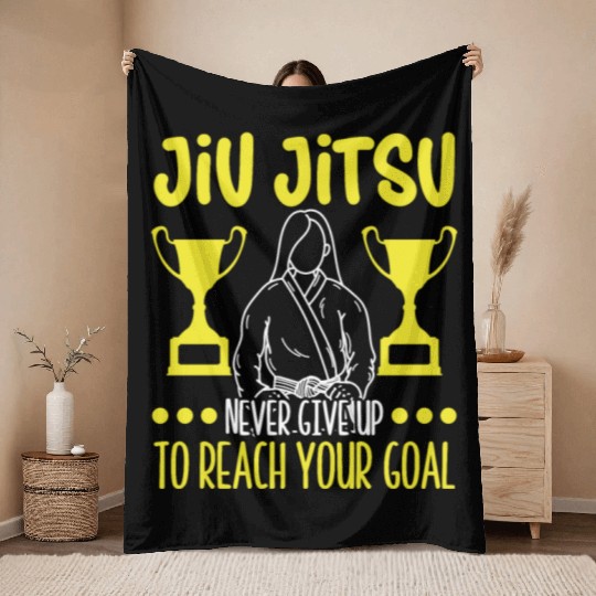 Jiu jitsu never give up jujutsu martial arts mma Throw Blankets
