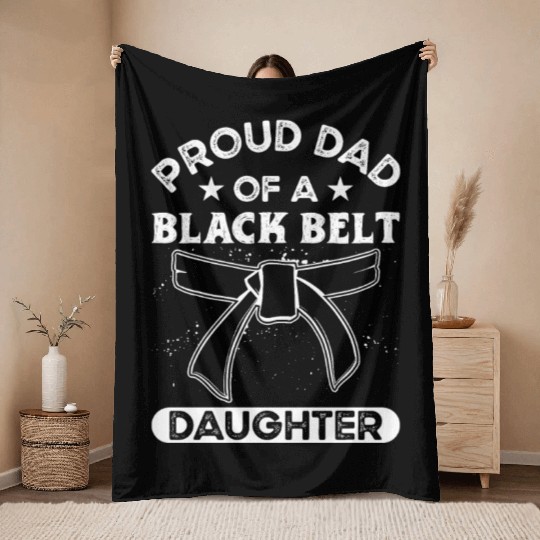 Jiu jitsu proud dad of black belt daughter jujutsu Throw Blankets