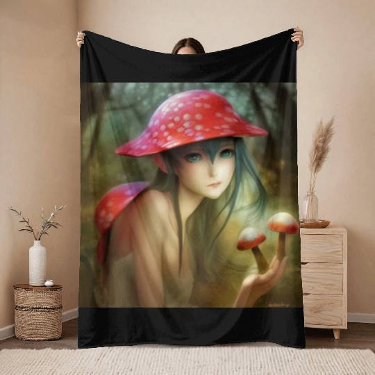Fungi Fairy Throw Blankets