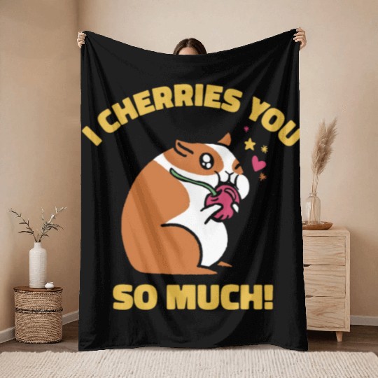 Cute Animal Hamster Cherry Pet Food Pet Hamster Throw Blankets