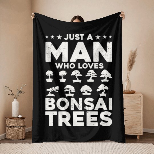 Bonsai Tree Owner Gift Bonsai Tree Gardening Throw Blankets