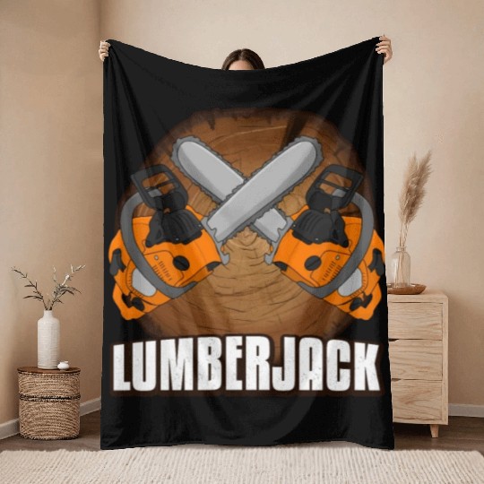 chainsaw Lumberjack Throw Blankets