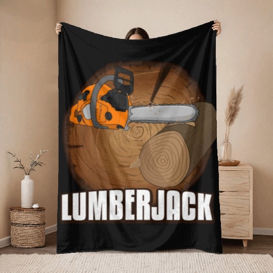 chainsaw Lumberjack Throw Blankets