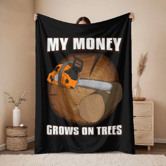 chainsaw Lumberjack Throw Blankets
