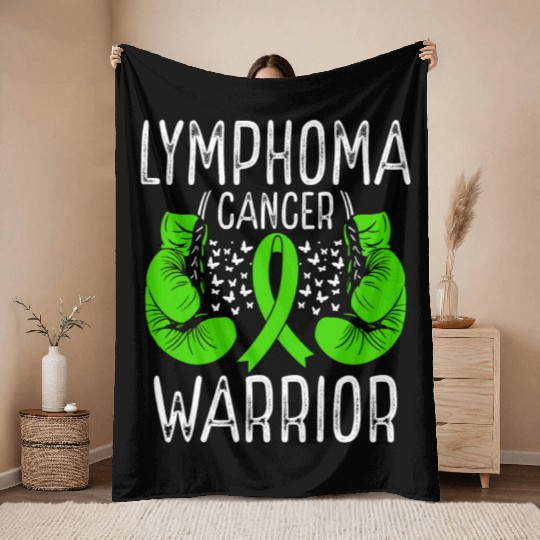 Lymphoma Cancer Warrior Awareness Ribbon Gloves Throw Blankets