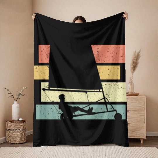 sand yachting retro vintage land sailing Throw Blankets
