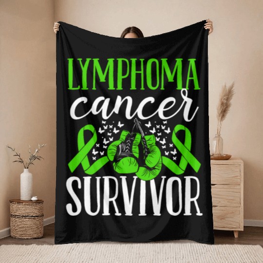 Lymphoma Cancer Awareness Ribbon Gloves Survivor Throw Blankets