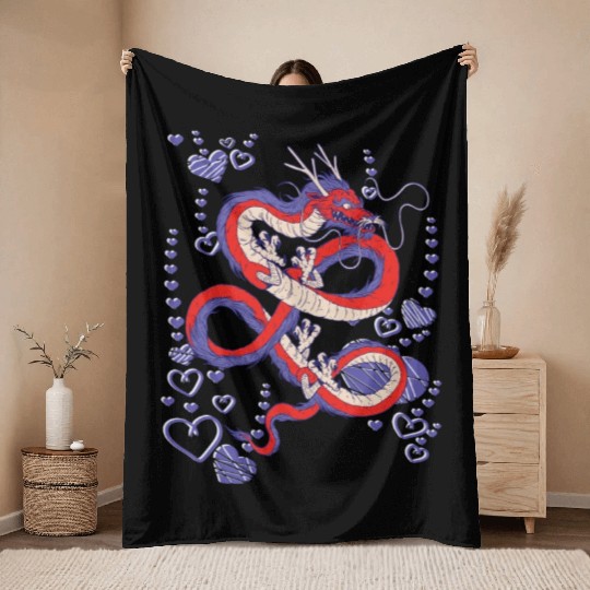 Cooler Japanese dragon Throw Blankets