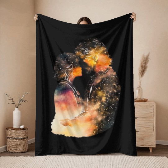 Sweet Couple's Loving Embrace, Valentine's Gift, Throw Blankets