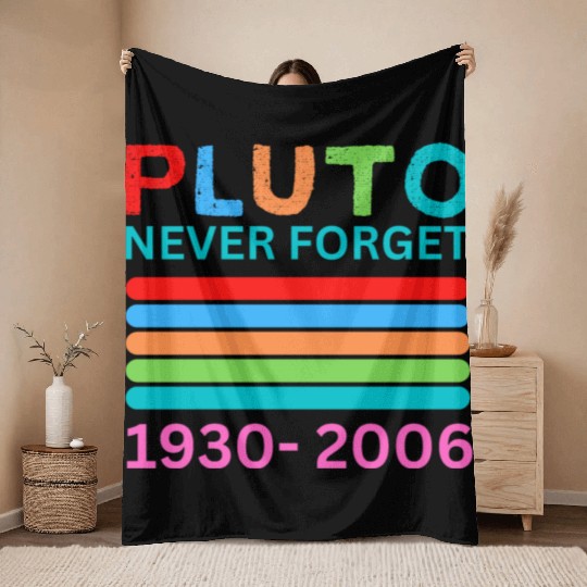 Pluto Never Forget Retro Space Science Pluto Throw Blankets