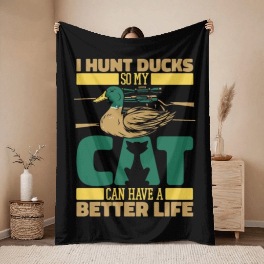 Duck Hunting Cat Throw Blankets