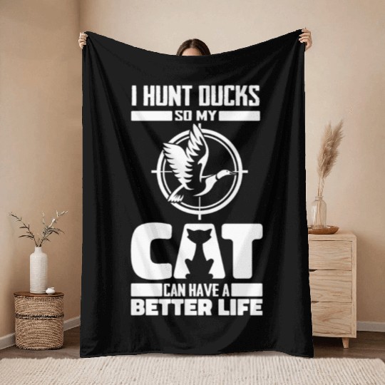 Duck Hunting Cat Throw Blankets