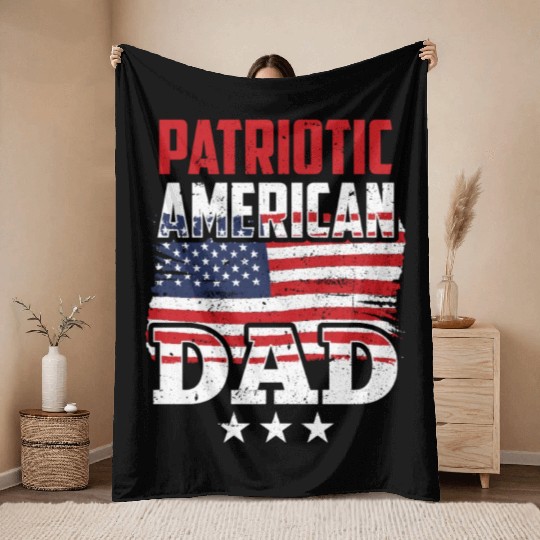 Patriotic American Dad Patriot US USA Throw Blankets