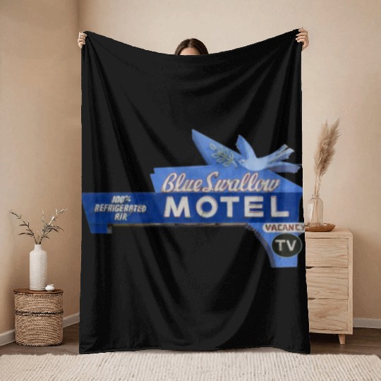 Blue Swallow Motel Route 66 Neon Tucumcari NM Throw Blankets
