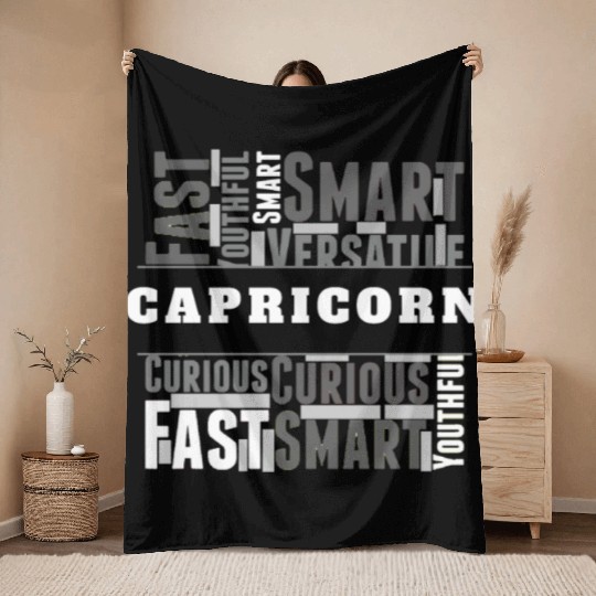 Capricorn Zodiac Star Sign Word Cloud Square Monoc Throw Blankets