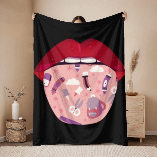 Daycare Teacher Lips Throw Blankets
