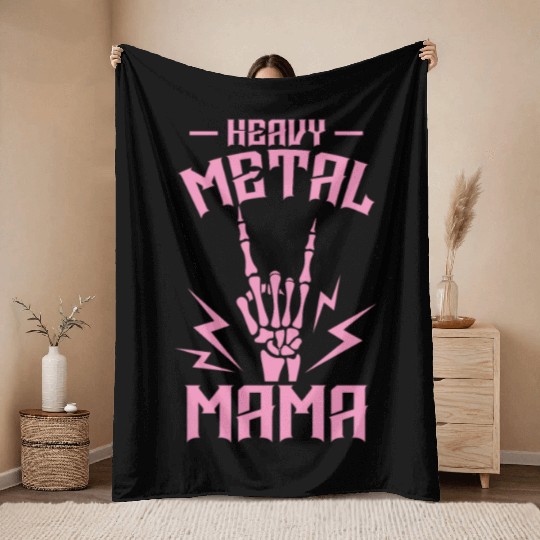 Heavy Metal Mom Music Band Genre Throw Blankets