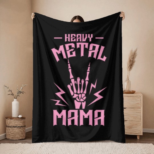 Heavy Metal Mom Music Band Genre Throw Blankets