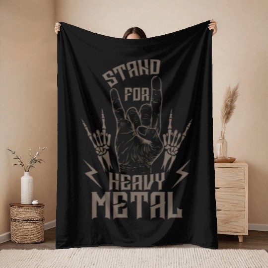 Stand for Heavy Metal Music Band Genre Throw Blankets