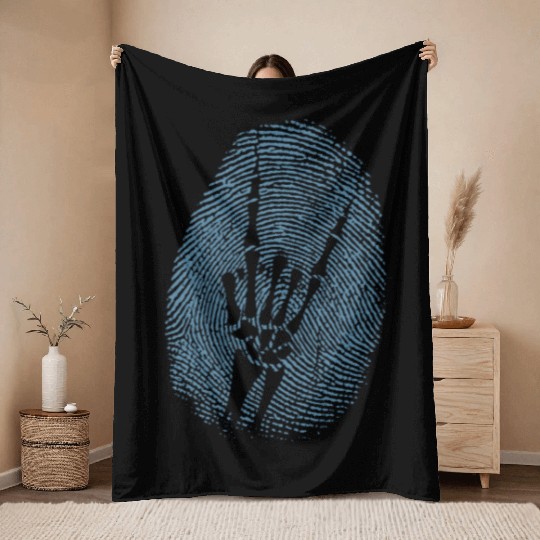 Heavy Metal Fingerprint Music Genre Throw Blankets