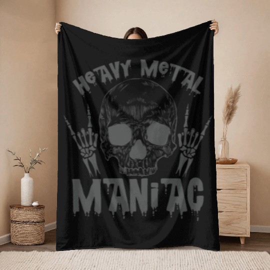 Heavy Metal Maniac Music Band Genre Throw Blankets