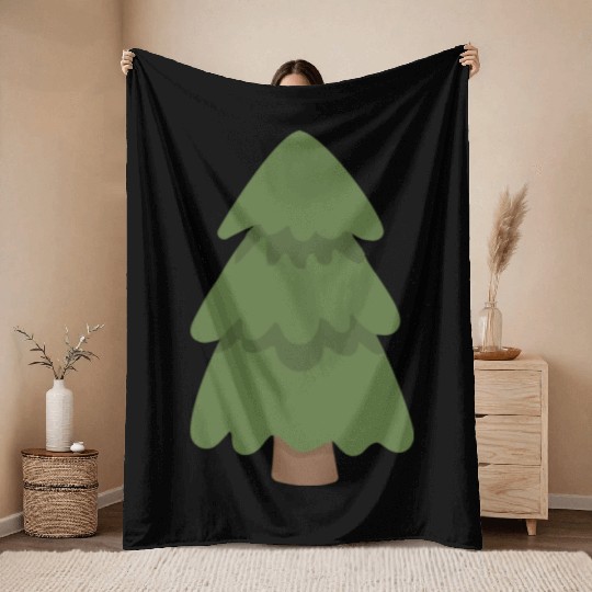 Cartoon Evergreen Tree Throw Blankets