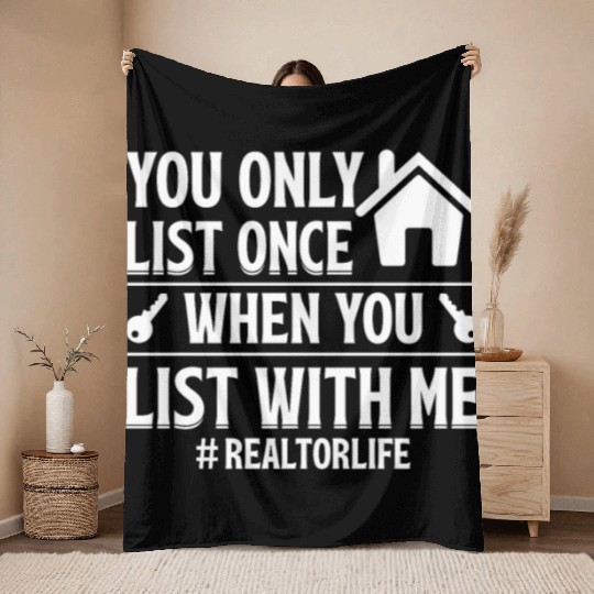Realtor Life - Funny Real Estate Agent Sold Quote Throw Blankets