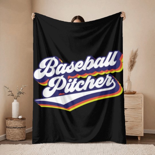 Baseball Pitcher Sayings Player Hobby Throw Blankets