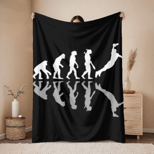 Human Evolution Frisbee Player Disc Sport Lover Throw Blankets
