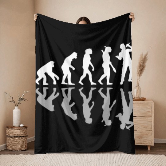 Human Evolution Singer Singing Music Lover Throw Blankets