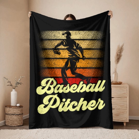 Baseball Pitcher Player Hobby Sayings Throw Blankets
