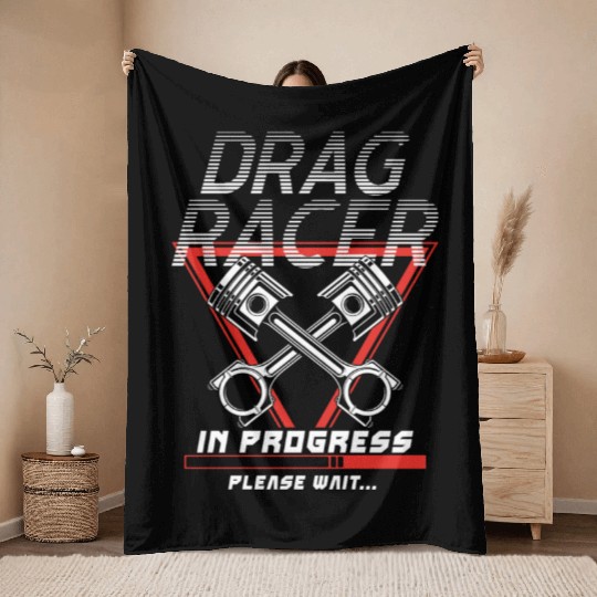 Drag Racing Race Car Retro Vintage Throw Blankets